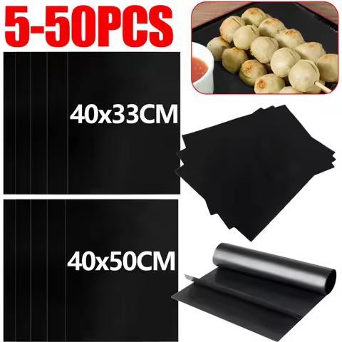 5-50pcs BBQ Grill Mat Outdoor Baking Reusable Picnic Barbecue Party Mat Non-stick Mat Heat Resistant