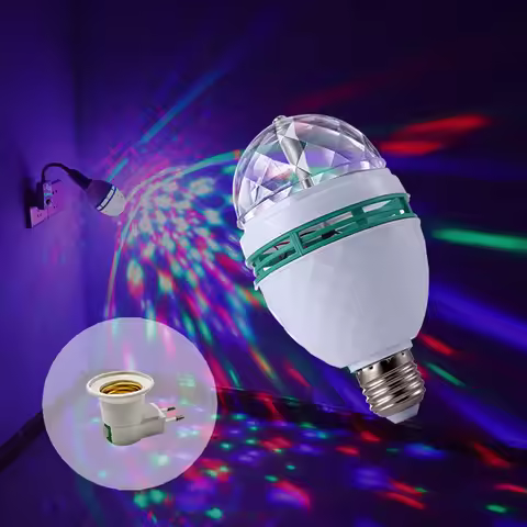 RGB 9W Rotating LED Strobe Bulb Multi Changing Color Crystal Stage Light E27 Base Bulb Lamp For Disc