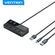 Vention 5-in-1 USB 3.0 Hub with Individual Power Switches, High-Speed 5Gbps Data Hub for Keyboard, M