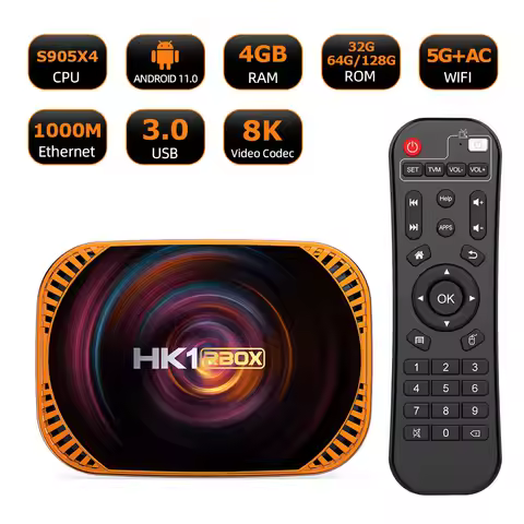 New HK1 RBOX X4 Android 11.0 OS TV Box Amlogic S905X4 1000M 8K 3D 2.4G&5G Dual Wifi Smart Set Top Bo