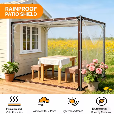 Clear Waterproof Tarps 10 ft x 13ft, Heavy Duty Transparent Patio Enclosure with Grommets, Outdoor P