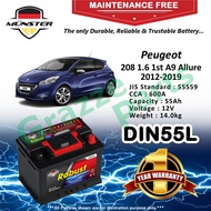 Münster Robust MF CMF DIN55 | DIN55L | 55559 (55AH) Car Battery Bateri Kereta Peugeot 208 1.6 1st I