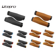 Litepro MTB Road Bike PU Leather Handlebar Grips Dual-Sided Locking Handle Comfortable Palm Shock Gr