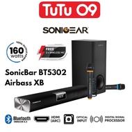 SonicGear SonicBar BT5302 AirBass XB BT 5.3 Wirelss Soundbar Subwoofer 160w Free Dual Wireless Mic