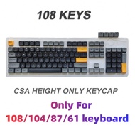 108 Keys CSA Profile Grey Mechanical Keyboard Keycaps Simple Cross-axis Keycaps For 61/87/104/108