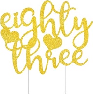 Eighty-three Cake Toppers Gold Glitter, Happy 83rd Birthday Cake Decorations Cheers to 83 Years Pick