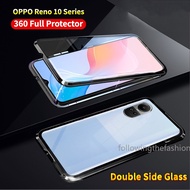 For Oppo Reno 10 Pro Casing For Oppo Reno 10 Pro 10Pro Reno10 5G 2023 Double Sided Glass Phone Case Magnetic Magnet Metal Bumper Full 360° Protection Hard Flip Cases Cover