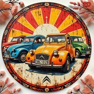 HELLOYOUNG Retro 2CV French Car Metal Tin Sign 8x8 Inch Vintage Aluminum Wall Decor for Garage Bar C
