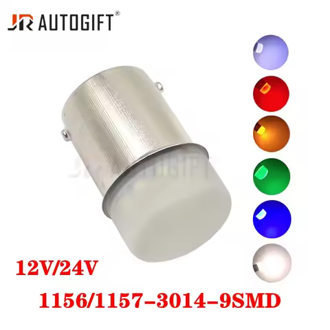 10PCS Hot Sale S25 1156 1157 BA15S BAY15D 3014 9SMD 12V/24V White Red Blue Green 24V Signal Lights L