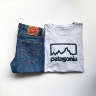 Ready Store Patagonia / Patagonia Retro Versatile Loose Simple Mountain Short Sleeve T-shirt for Men and Women