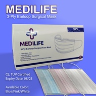 50pcs/box Medilife Surgical Mask Pink/Blue/White/Green/Purple Color