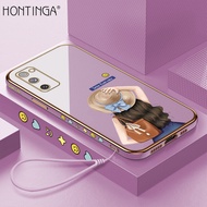 Hontinga เคสโทรศัพท์สำหรับ Samsung Galaxy S20 FE S20FE 5Gเคสน่ารักฝาปิดเต็มสี่เหลี่ยมทำจาก TPU นิ่มหรูหราชุบโครเมี่ยมเคสยางป้องกันกล้องสำหรับเด็กผู้หญิง