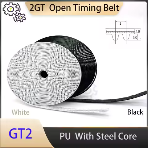 GT2 Open Timing Belt 2GT Polyurethane Steel Core PU Belt Width 5mm 6mm 9mm 2GT Belt 10mm 15mm 2M Ope