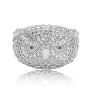 Hip Hop Owl Emerald Ring Micro-Inlaid Zircon Unique Men Women Style Hip Hop Jewelry Hipster Ring