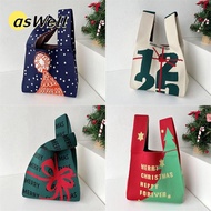 ASWELL Knit Handbag Christmas Knot Handmade Shopping Bags