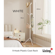 9 Hooks Steel Clothes Rack | 9 Hook Plastic Coat Rack Coat Rack Hanging Pole for Clothes Umbrella Ba