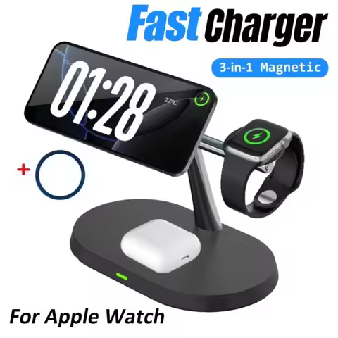 Desktop Wireless Charging Stand Fast Charger For Mag-safe iPhone 17 16 15 14 13 12 Apple Watch 6 7 8