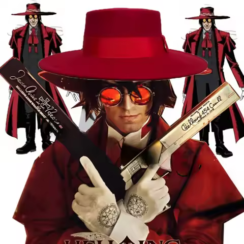 Vampire Hunter Anime HELLSING Alucard Cosplay Props Wooden Gun Toys Glasses Hats Wigs Halloween Cost