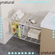 YNATURAL Kitchen Storage Rack, Adjustable Extendable Plastic Cupboard Storage, Black/White Multifunctional Organizer Shelf