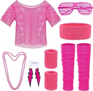 PESENAR 90s 80s Outfit Accessories 80s Costume Accessory Set 80s Clothing Typical Off Shoulder Mesh 