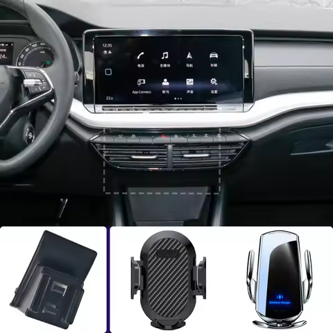 Car Phone Holder For Skoda Octavia A8 2021 2022-2024 Mobile Phone Mounts Car Wireless Charging Speci