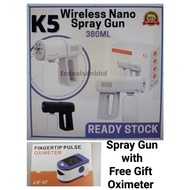 K5 Nano Spray Gun WITH FREE GIFT OXIMETER Sanitizer 380ml Wireless Nano Atomizer Spray Disinfection Machine 无线消毒枪