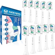 Toothbrush Replacement Heads, Compatible with Philips Sonicare Replacement Heads, DiamondClean C3 C2 C1 G3 G2 W Electric Toothbrush &amp; Phillips sonicare Replacement Brush Head by SEEREIN, 10 Pack