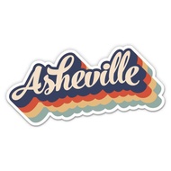 Squiddy Asheville North Carolina Layered Retro Style - Vinyl Sticker Decal for Phone, Laptop, Water 