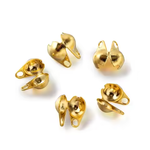 50Pcs 3-6mm Stainless Steel Crimp End Bead Tips Knot Covers Clamshell Fold-Over Bead For DIY Bracele