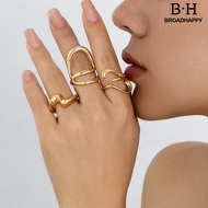 Broadhappy 3/4Pcs Irregular Open Rings Minimalist Stacking Rings Women Geometric Finger Knuckle Ring