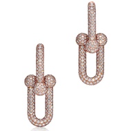 18K White Gold Diamond Large Chain Ring Earrings