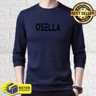 kaos distro OSELLA premium black T-shirt pria lengan panjang / kaos cwk / kaos wanita lengan panjang