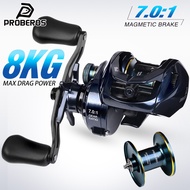 Proberos P8 Series Baitcaster Fishing Reels - 182g/6.42oz Ultra Smooth Bait Finesse Casting, Drag, 7