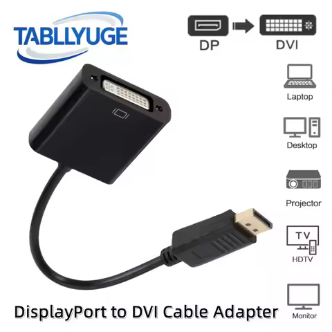 DisplayPort to DVI Cable Adapter DP Male to DVI Female Connector Converter Compatible with PC, Lapto