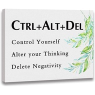 Greenery“CTRL+ALT+DEL”canvas Wall art decor Motivational Success Wall Art for Home Office Workplace