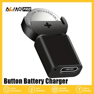 AumoPro 1Pc Rechargeable Button Battery Charger Mini Lithium Coin Battery USB C for LIR2032 LIR1632 LIR2025 LIR2016 LIR2032H Battery Small Battery Charger