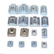10/50pcs M3 M4 M5 M6 M8 M10 T Block Square nuts T-Track Sliding Hammer Nut for Fastener Aluminum Pro