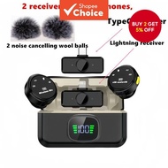 Lapel Wireless Microphone with Charging Case for Vlog Mike with Noise Canceling