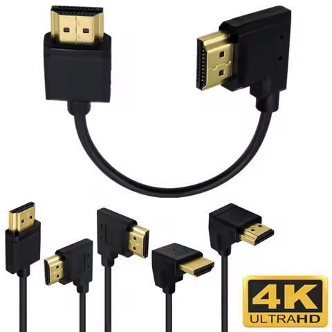 OD 3.0mm Super Soft HDMI-compatible 2.0 Male To Male Left Right Up Down Angle Thin Short Cable 4k Hd