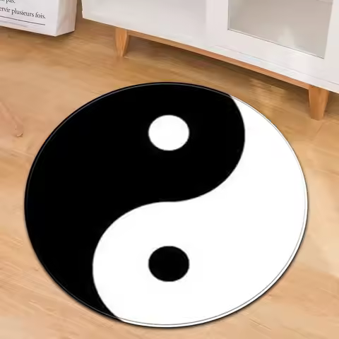 Yin Yang Taiji Round Rug Flower Of Life Gym Indian Buddha Statue Yoga Meditation Mat Non-Slip Chair 