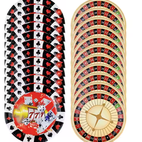 10/50pcs 7inch and 9inch Casino Party Disposable Casino Poker Paper Plates Decorations Casino Night 