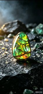 翠綠幻彩斑彩原石｜大地孕育之氣藏於菊石 T-25028