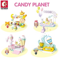OHSOME Candy Planet Shop Block Mainan Rakit Brick Blok Susun 3D DIY SEMBO Seri Toko Candy Planet Sto