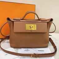 Hermes愛馬仕 mini 2424 金棕色37 金扣 21*16*10 z刻 全套配件