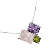 TASAKI 輕鬆優雅項鍊，18K 白金，玫瑰石英、紫水晶和橄欖石，約 8.8 克，女士 [二手]