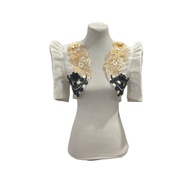 Modern Filipiniana Imelda Bolero Crop top with patching Lace