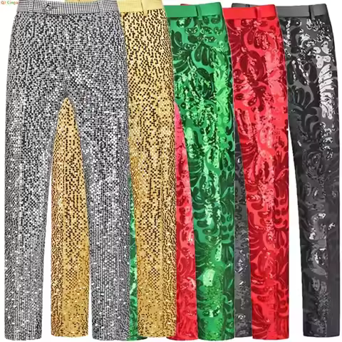 Men's Pants Sequin Suit 2026 New Men's Blue Suit Pants, Sequin Embellishment, Asian Sizes M-6XL, Pan