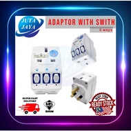 3 Way Adapter with Switch Socket Extantion Adaptor Extension Plug Switch Socket with Surge Protector