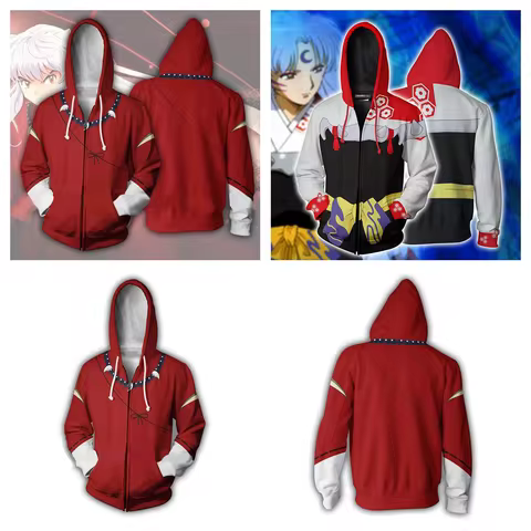 Anime Inuyasha Hoodies Higurashi Kagome Sweatshirt Sesshoumaru Cosplay Jacket Unisex Streetwear Hood