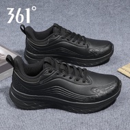 361 Sports Shoes Men's Leather Waterproof Men's Shoes Autumn New Style Black Shoes Lightweight Shock